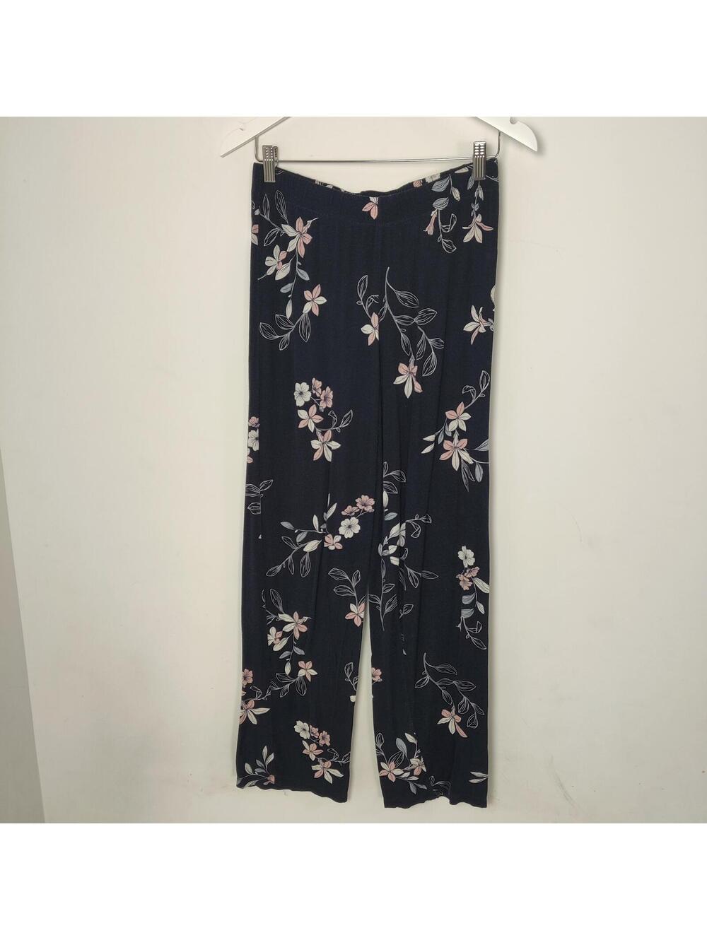 La Vie en Rose Navy Floral Lounge Pants Small Soft Stretch Sleepwear